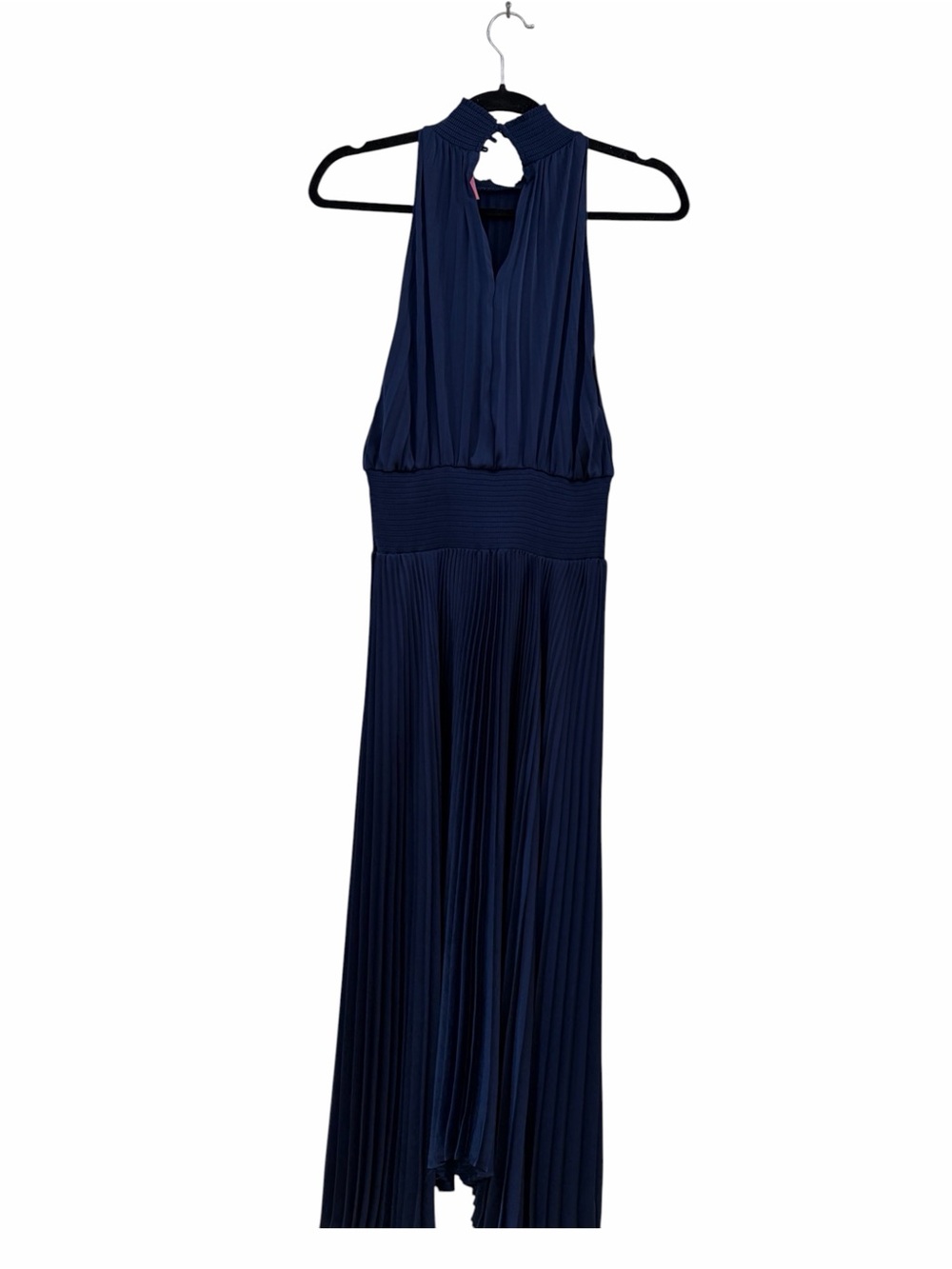 A.L.C Pleated Halter Midi Dress in Navy - Picture 4 of 5